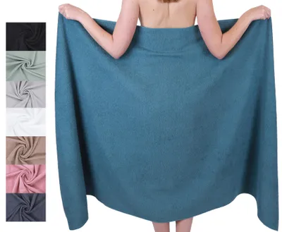 Produktbild von Betz Badetuch XXL 100x200 cm – 1 Stück – Saunatuch & Strandtuch, 360 g/m² –saugstark & weich – großes Handtuch mit Aufhänger- Serie Berlin- Taubenblau