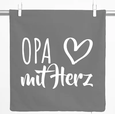 Produktbild von Huuraa Kissenbezug Opa mit Herz 40x40cm Steel Grey Baumwolle Dekokissenbezug Geschenkidee