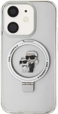 Produktbild von Karl Lagerfeld Ringstand Karl and Choupette MagSafe Case für iPhone 11 weiß
