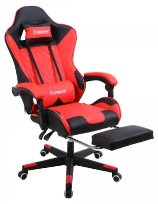 Produktbild von Herzberg Gaming- und Bürostuhl mit ausziehbarer Fußstütze, Rot