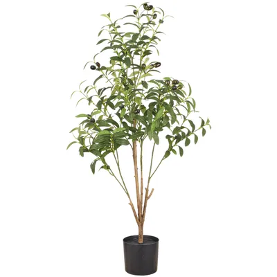 Produktbild von CREATIV green Olivenbaum Kunstpflanze 90 cm grün im Kunststofftopf 12,5 x 11,5 cm mit Oliven Zimmerpflanze Dekopflanze