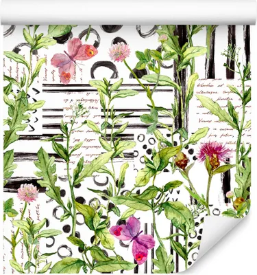 Produktbild von 10m VLIES TAPETE Rolle Blumen Blätter Schmetterlinge XXL