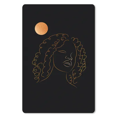 Produktbild von MuchoWow® Mauspad Mousepad Frau - Mond - Gold - Strichzeichnung 18x27 cm - Mousepads - Maus Mat - Pad - Mausunterlage