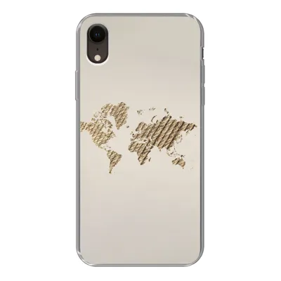 Produktbild von MuchoWow® Handyhülle Schutzhülle Hülle für iPhone XR Weltkarte - Seil - Braun Silikon Softcase Handy Hülle - Schutzdeckel