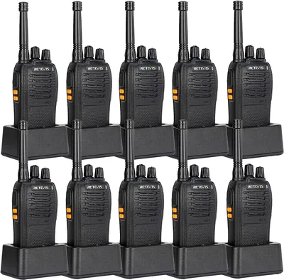 Immagine prodotto di Retevis RB668 Radio professionale, PMR446 Walkie Talkie robusto, allarme di emergenza, torcia LED, 1200mAh USB C, set radio di sicurezza ricaricabile per cantiere, scuola (nero, 10 pezzi)
