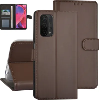Image de Oppo A74 5G & Oppo A54 5G Etui de type livre - Porte-cartes - Fermeture magnétique - Marron