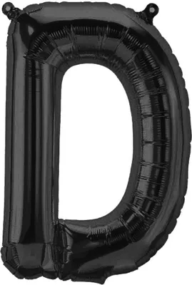 Produktbild von Folienballon Buchstabe D, schwarz, ca. 40 cm, für Luftbefüllung