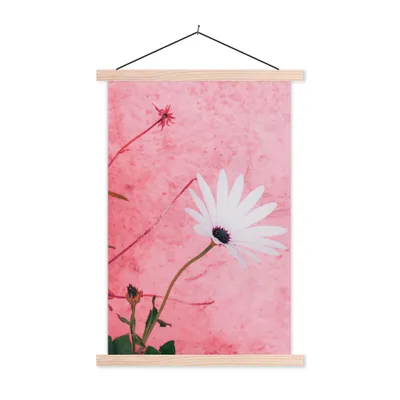 Produktbild von MuchoWow® Textilposter Blumen - Rosa - Vintage 40x60 cm mit holzfarbenen Rahmen - Poster