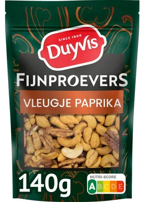 Produktbild von Duyvis Fijnproevers Paprika Cashew & Pecannoot Snack, 140g – Würzig & Knusprig