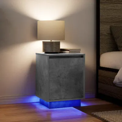 Image de vidaXL Tables de nuit avec lampes LED 2 pcs. Gris béton 38x34x50 cm