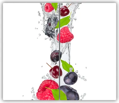 Produktbild von Tulup Glas-Herdabdeckplatte - 2x30x52cm - Glaskeramikkochfeld-Abdeckung Spritzschutz Zweiteilig Obst und Wasser