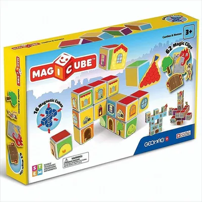 Produktbild von Geomag Magicube Castle & Homes – Magnetisches Konstruktionsspielzeug aus 100 % recyceltem Kunststoff, ab 3 Jahr