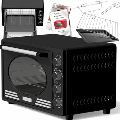 Zdjęcie produktu dla Retro piekarnik elektryczny TurboTronic termoobieg rożno 45L 2000W Czarny