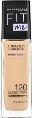 Image de Maybelline Fit Me  Luminous + Smooth Foundation maquillage liquide pour un teint unifié et éclatant 120 Classic Ivory 30 ml
