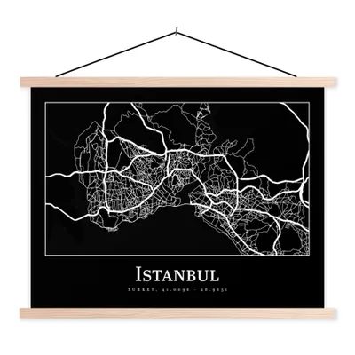 Obrázok produktu pre MuchoWow® Textilný plagát - Mapa mesta - Istanbul - Mapa - 60x45cm - S hnedými lamelami