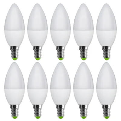 Produktbild von 10 x LED Leuchtmittel Kerze 6W = 40W E14 matt 160° kaltweiß 6000K Tageslicht
