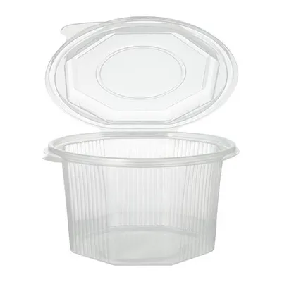 Produktbild von Verpackungsbecher mit Klappdeckeln, PP 8-eckig 1 l 8,3 cm x 13 cm x 13 cm transparent