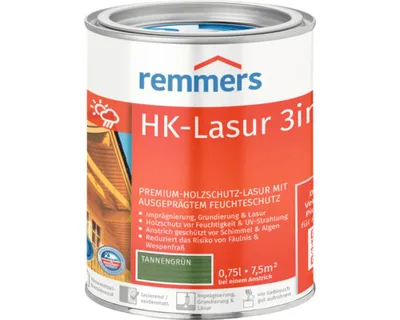 Produktbild von Remmers HK-Lasur 3in1 tannengrün (RC-960) 0,75 l, Holzlasur aussen