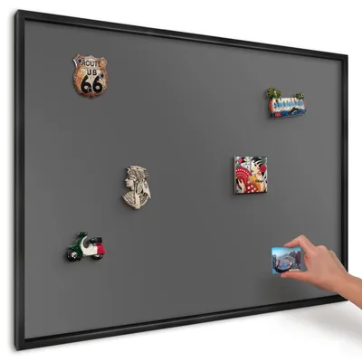 Produktbild von Magnettafel 100x70 cm mit schwarzem Rahmen - Magnetische Metalltafel, Magnetpinnwand zur Wandmontage für Wohnzimmer, Küche, Flur, Kinderzimmer und Büro - Dunkelgrau