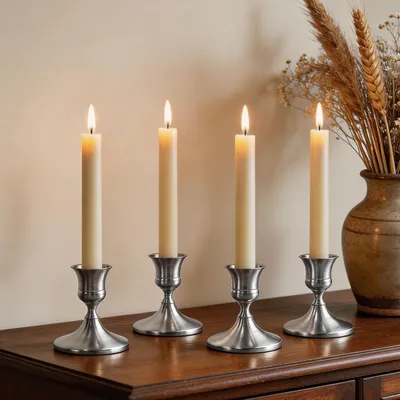 Productafbeelding van Omgoods - Set van 4 Elegante Zilveren Kandelaars voor Tafel Decoratie