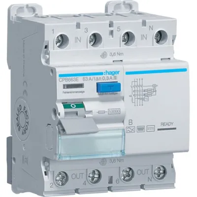 Image de Hager FI-SCH. 3/N 10KA 63A 300MA B/S (CPB663E)