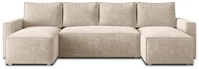 Produktbild von Masseno Ecksofa ASPRA LM mit Schlaffunktion U-Form, Sofa mit Bettkasten, Wohnzimmersofa, Couch, Soffa, Bettsofa, Couchgarnitur- Creme, LUMO 55