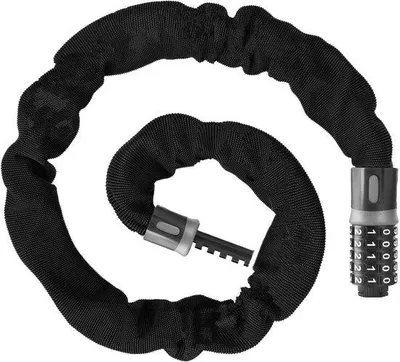 Produktbild von Unyqoos® Fahrradschloss – 5-stelliger Zahlencode, 120 cm robuste Kette aus legiertem Stahl, Nylonhülle, für Fahrrad, Motorrad & Roller