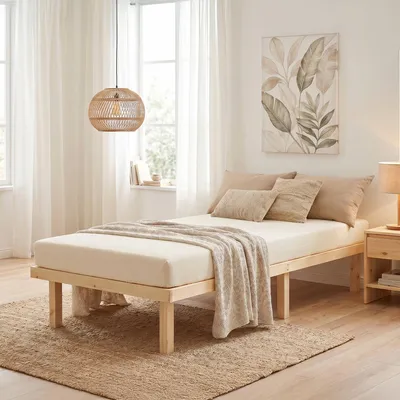 Produktbild von Homestyle4u Bett 90x200 mit Matratze mit ® Standard 100 Jugendbett Bettgestell Holzbett Gästebett