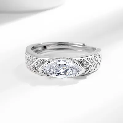 Produktbild von Damen-Ring, verstellbare Größe, Öffnung, Ehering, Zirkonia, eingelegt, Verlobungsschmuck, Fingerband