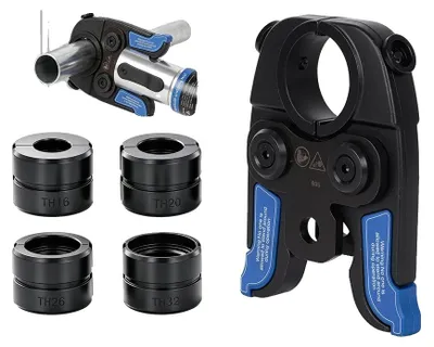 Imagen del producto de Alicate de crimpar, diseño 4 en 1, compatible con tubos de 16 a 32 mm, pesa 2,2 kg, compatible con el 95% de las herramientas de prensado, fabricado en acero resistente