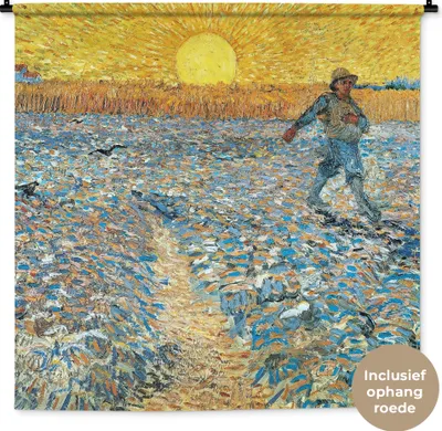 Produktbild von MuchoWow® Wandteppich Wandbehang Der Sämann - Vincent van Gogh 120x120 cm Tapisserie Dekoration Wandtuch - Modern - Baumwollgewebe