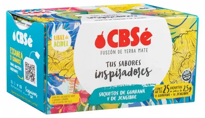Produktbild von CBSe - Mate Tee Beutel Fusión Inspiradores 62,5g - 25x2,5g Mit Guarana & Ingwer - Belebender Wachmacher - Milder Geschmack - Argentinien