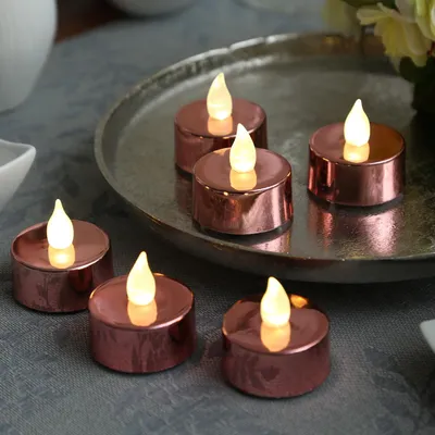 Produktbild von LED Teelichter - warmweiße flackernde Flamme - mit Batterien - D: 3,8cm - rosa - 6er Set