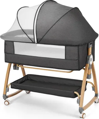 Produktbild von COMOMY 3-in-1 Babybett, Beistellbett Baby, Stubenwagen Baby mit Rollen inkl. Matratze & Moskitonetz, 6-Fach Höhenverstellbar