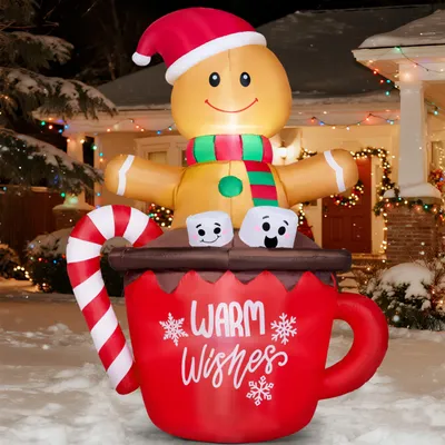 Opblaasbare Peperkoekmannetje 1,8 m LED Weihnachtsdeko
