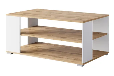 Produktbild von MINIO go for it, Couchtisch, NIMFEA I, 100 cm, mit Regalen, Wotan Eiche/ Weiß Farbe