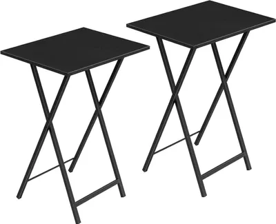 Immagine prodotto di Set di 2 tavolini pieghevoli in stile industriale - nero