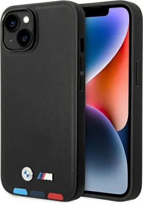 Produktbild von Hülle BMW BMHCP14S22PTDK iPhone 14 6.1  schwarz / schwarz Leder Stamp Tricolor Handyhülle