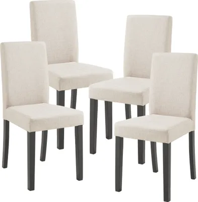 Image de Chaise de salle à manger 'Hamburg' (lot de 4) Chaise rembourrée Textile Pieds en bois Beige