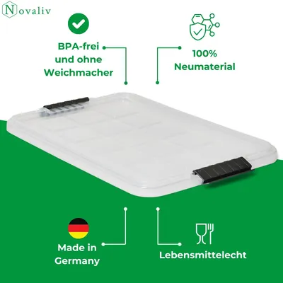 Productafbeelding van Novaliv, 5 reserve deksels voor Novaliv containers van 28-40 liter met clipsluiting, afmetingen 61x40 cm, transparant