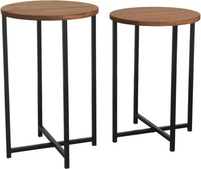 Immagine prodotto di Dmora Tavolino da Salotto Gwenllian 35x70x55h cm Nero, Forma Rotonda Materiale Piano in Legno Massello