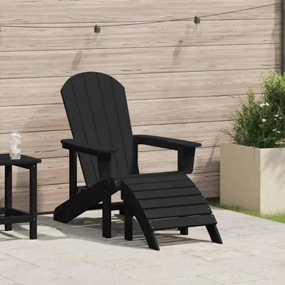 Produktbild von Schwarzer Adirondack-Stuhl aus HDPE, 82 x 74 x 92 cm, für Terrasse, Hinterhof und Garten