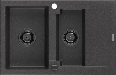 Immagine prodotto di Mexen Gaspar lavello in granito 1,5 vasche con sgocciolatoio 737 x 475 mm, nero punteggiato, sifone nero - 6507731505-76-B