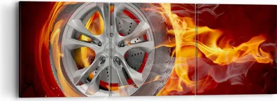 Produktbild von Bild auf Leinwand - Leinwandbild - Rad Flammen Felge - 90x30cm - Wand Bild - Wanddeko - Wandbilder - Leinwanddruck - Bilder - Kunstdruck - Wanddekoration - Leinwand bilder - Wandkunst - CA90x30-0198