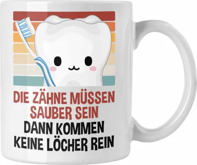 Produktbild von Trendation - Zahnarzt Tasse Geschenk für Zahnarzt Zahnärztin Lustiger Spruch Geschenkidee Geburtstag (Weiß)