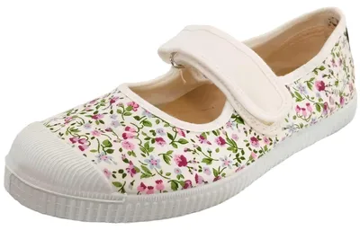 Produktbild von Natural World Mary Jane Mädchen Ballerina mit Blumenmotiv Weiß (Blanco), W76999-05