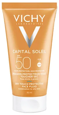 Productafbeelding van Vichy - Capital Soleil Dry Touch Face Fluid SPF50 voor de Gecombineerde tot Vette Huid - 50 ml