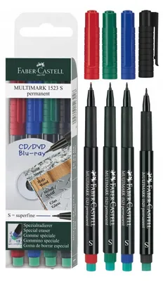 Produktbild von Faber-Castell 152304, Schwarz, Blau, Grün, Rot, Schwarz, Mehrfarbig, Kunststoff, Polypropylen (PP), 4 Stück(e)