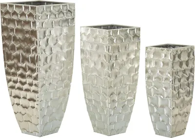 Produktbild von Set mit 3 Vasen Cavatore, Dekorationszubehör, Amphoren, Einrichtungszubehör, 38x38 h91 cm, Silber