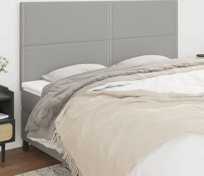 Produktbild von "Rabatt" Bettkopfteil modern - Kopfteil für Bett - Hellgrau 200x5x118/128 cm Stoff - Kopfteile CC3954